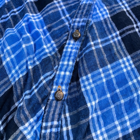 Anthropologie Aratta Blue Plaid Button Down Size L - Picture 5 of 8